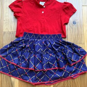 Girls Little English Red Polo Top with Shop the Mint back to school skirt